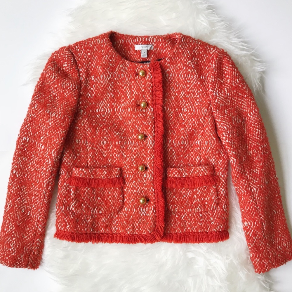 J.Crew Lady Jacket in Corkscrew Tweed in Red - Picture 4 of 8